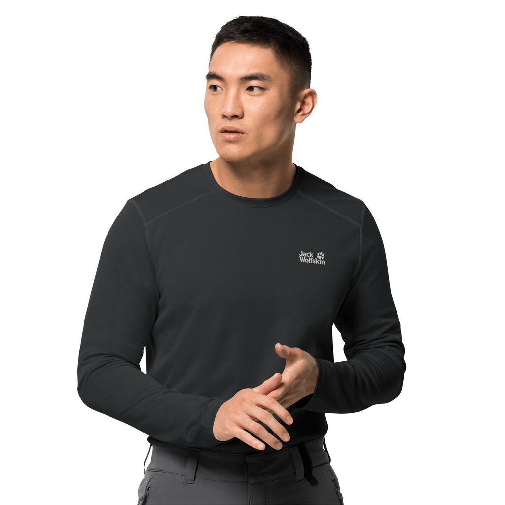 Jack Wolfskin SKY RANGE LONGSLEEVE μπλουζακια ανδρικα μαυρα | GR3651684